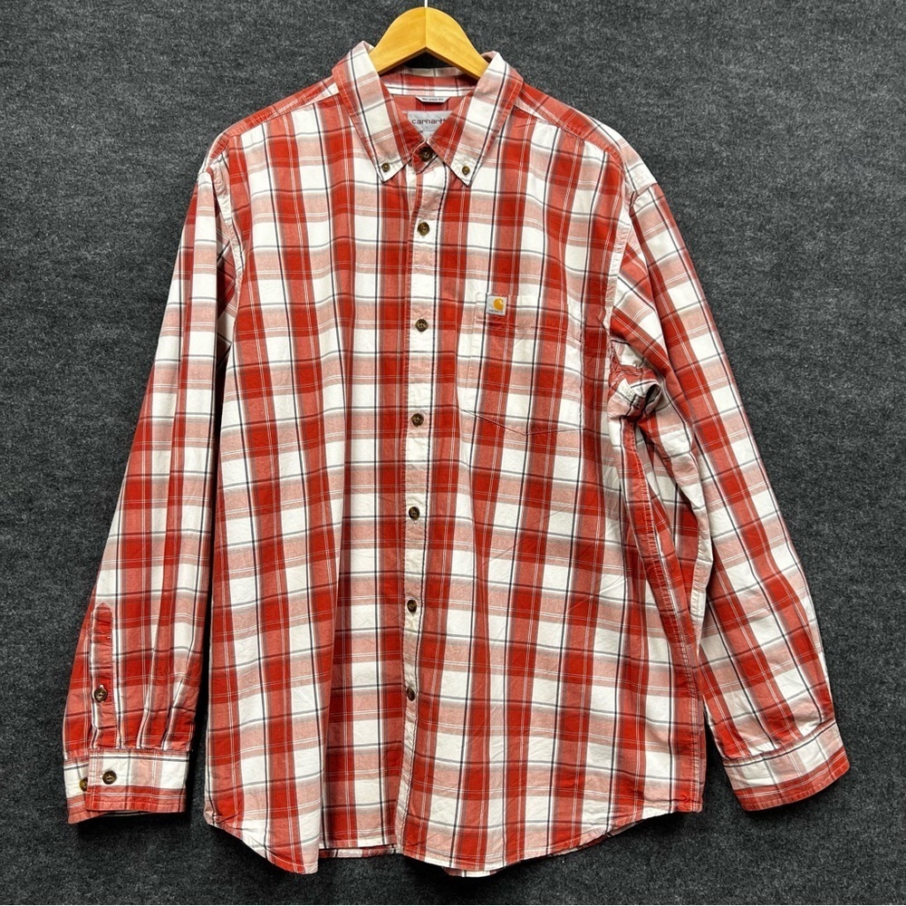 Carhartt Relaxed Fit Red Plaid Button-Up Shirt Size XL